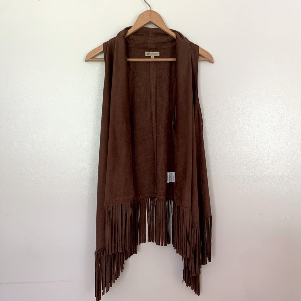 Democracy faux suede fringe vest L large